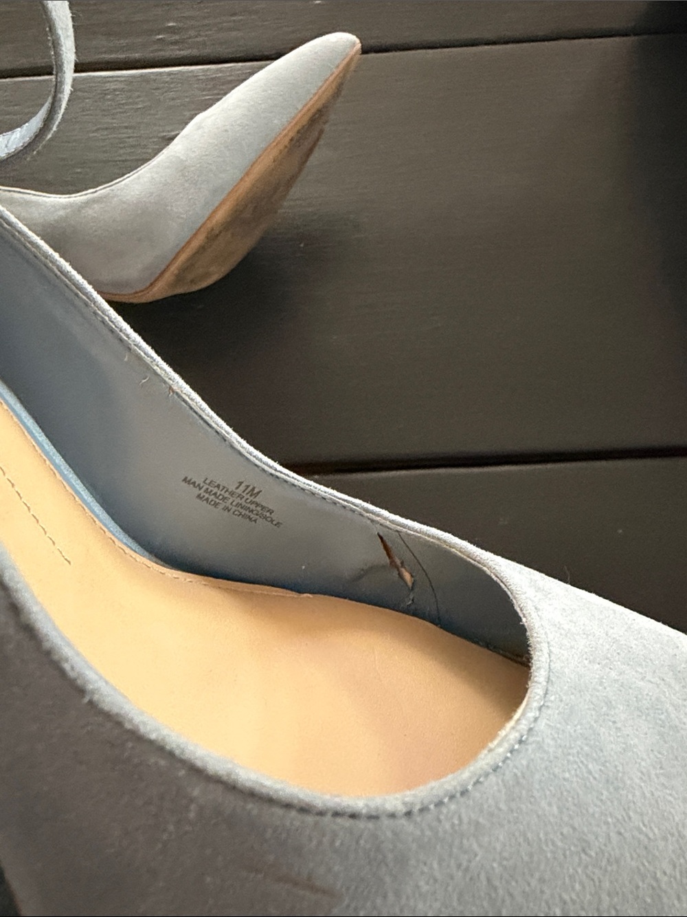 Gianni Bini Light Blue Gray Suede Pointed-Toe Ankle-Strap Heels - Picture 4 of 7